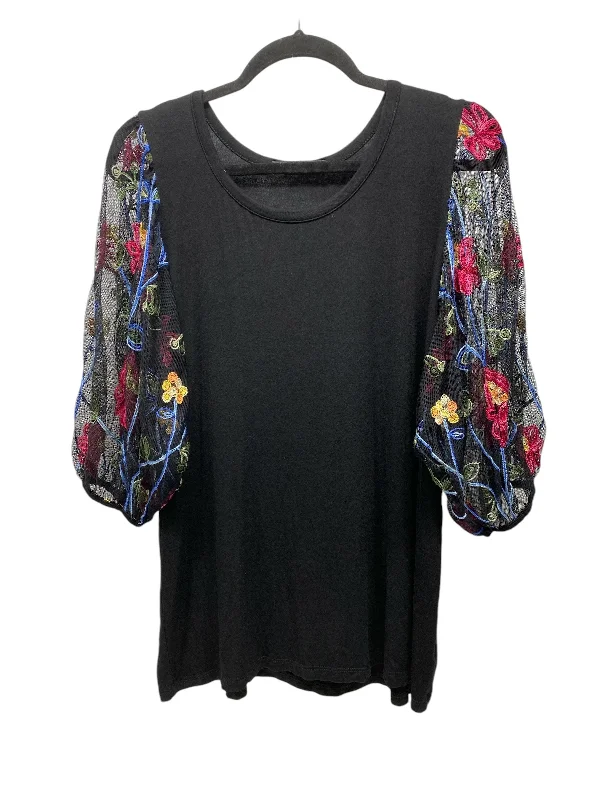 women's tops for vintage fashion enthusiastsTop 3/4 Sleeve By Kim & Cami In Black, Size: L