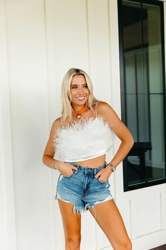 women's tops for those who appreciate subtle and muted tonesFound Feathers Tank - White