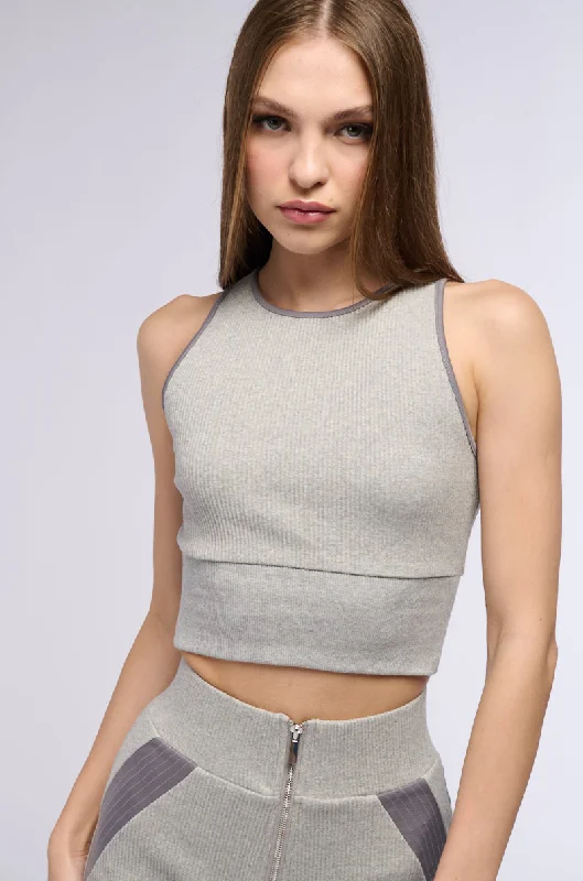 women's tops in solid colorsELEMENT HEATHER GREY RIBBED TANK TOP