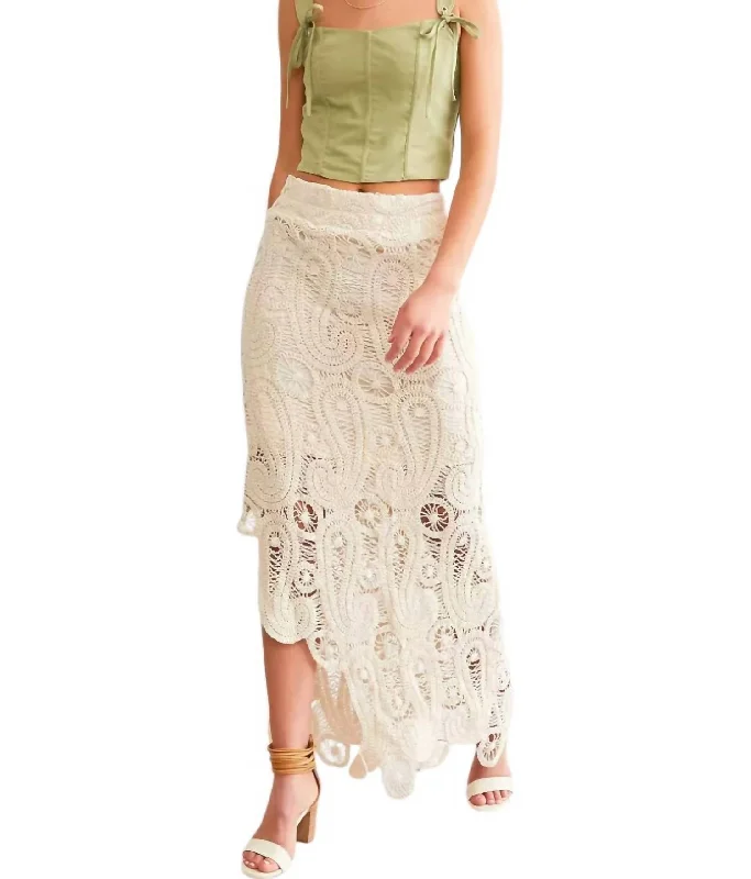 women's crochet maxi skirts for beach outingsBoho Kiss Skirt In Natural