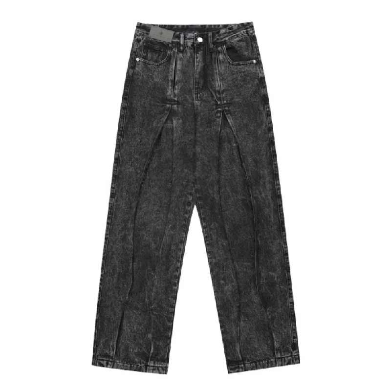 women's denim jeans for a glamorous eveningPleated Washed Jeans