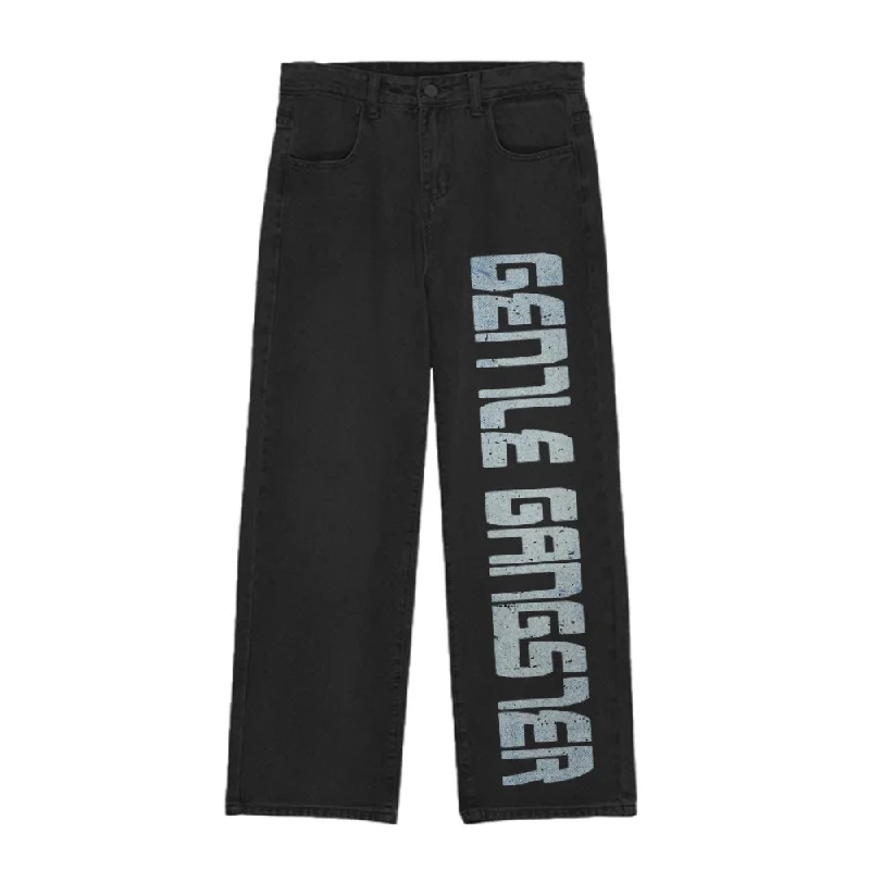 women's ripped denim jeansGEG | Gentle Gangster Letter Print Jeans