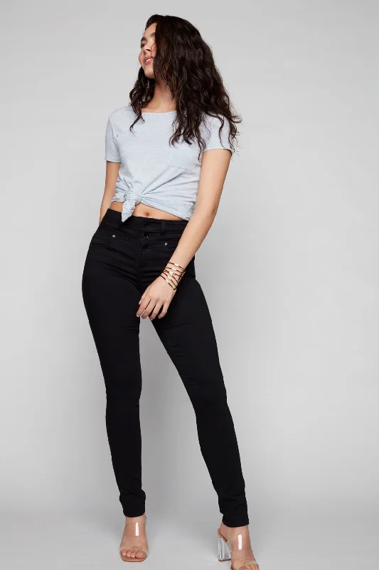 women's denim jeans for a bohemian lookMIA - Mid Rise Skinny - Black