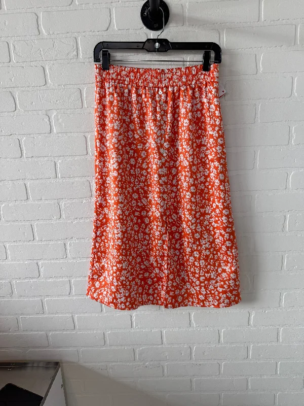 women's warm party skirtsSkirt Midi By Loft In Orange & White, Size: 4p