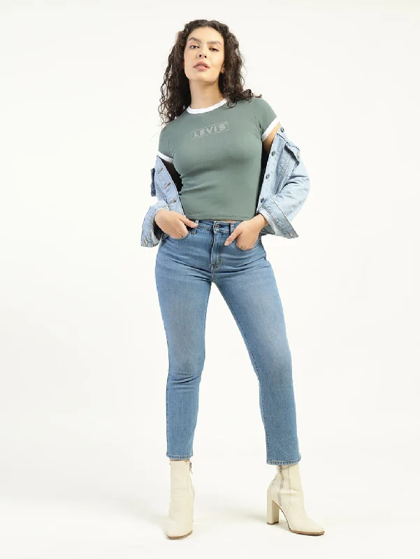 women's denim jeans for a glamorous eveningWomen's High Rise 724 Slim Straight Fit Light Blue Jeans