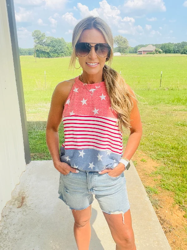 women's tops that offer a perfect blend of style, comfort, and affordabilitySTAR SPANGLED TANK