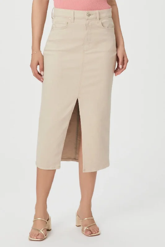 women's casual high-slit skirtsAngela Midi Skirt In Soft Beige