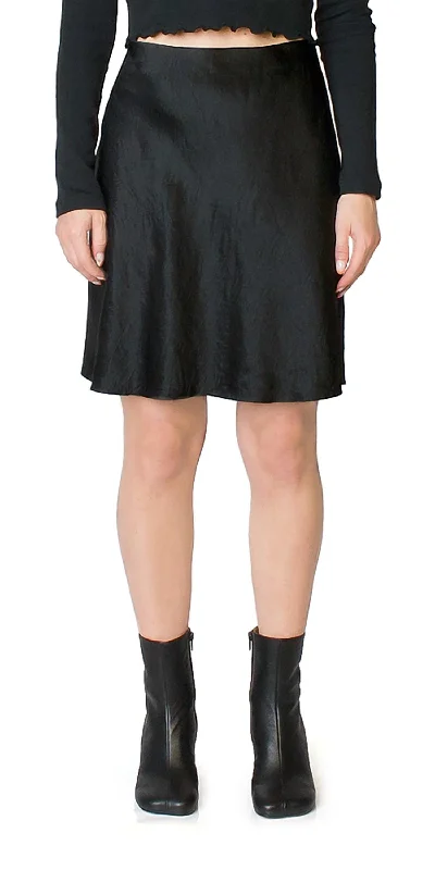 women's skater skirtsSatin Short Slip Skirt In Black