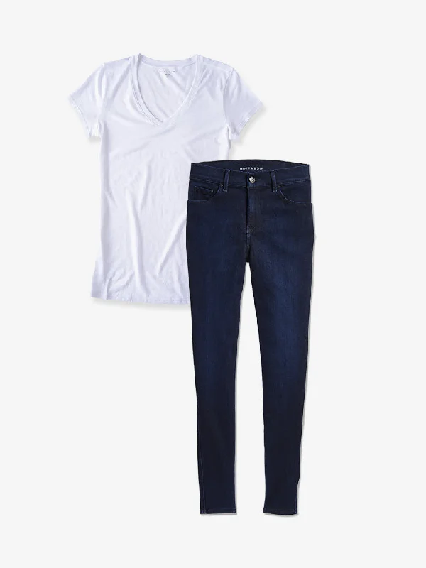 women's low-rise denim jeansSet 05: 1 pair of Jeans + 1 Marcy Tee