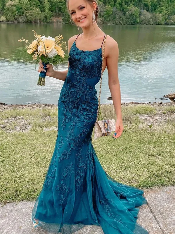 flowy party dressesFashion Teal Lace Tulle Mermaid Backless Long Prom Dresses, Mermaid Teal Lace Formal Dresses, Teal Lace Evening Dresses SP2319