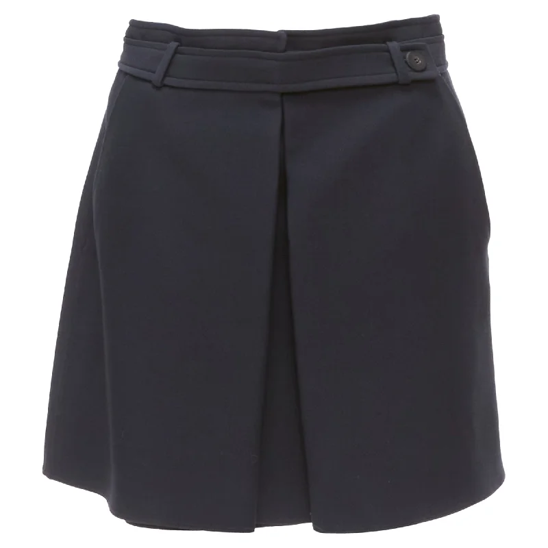 women's pleated skirtsChristian Dior Wool Silk Box Pleat Belted Waistband Skirt