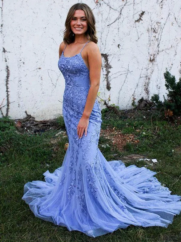 bodycon party dressesMermaid Backless Blue Lace Long Prom Dresses, Mermaid Blue Formal Dresses, Blue Lace Evening Dresses SP2286