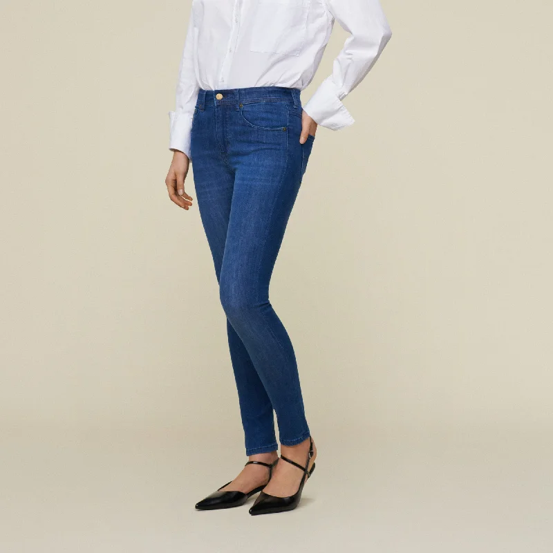 women's denim jeans with elastaneCelia Leia Teal - High Rise Skinny