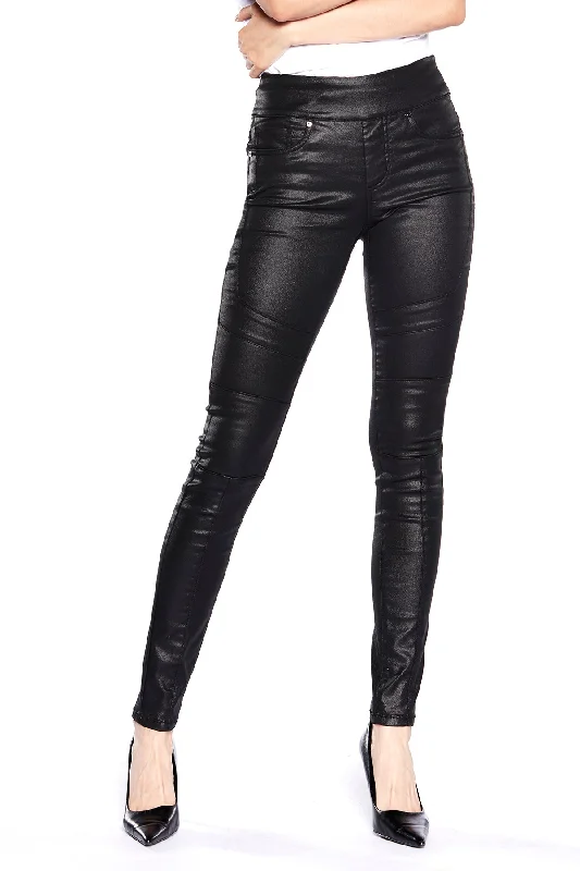 women's denim jeans for curvy womenOLIVIAX - Pull-On Jeggings - Coated Black