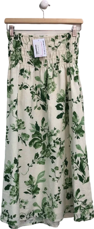 women's tulip skirtsAbercrombie & Fitch Cream Green Floral Print Skirt Size SP