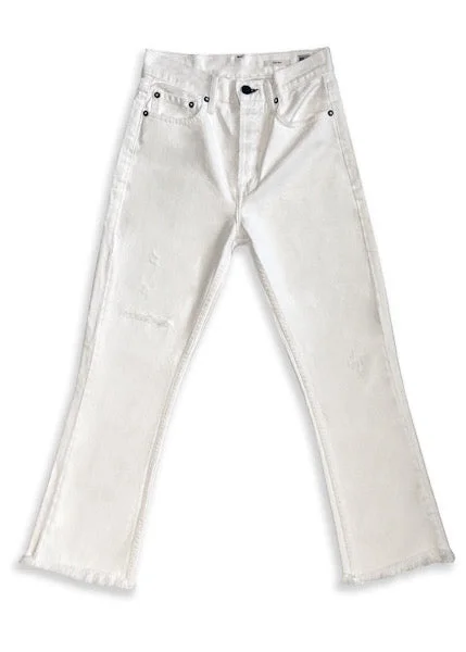 women's denim jeans with lace trimNoend Farrah Kick Flare in White