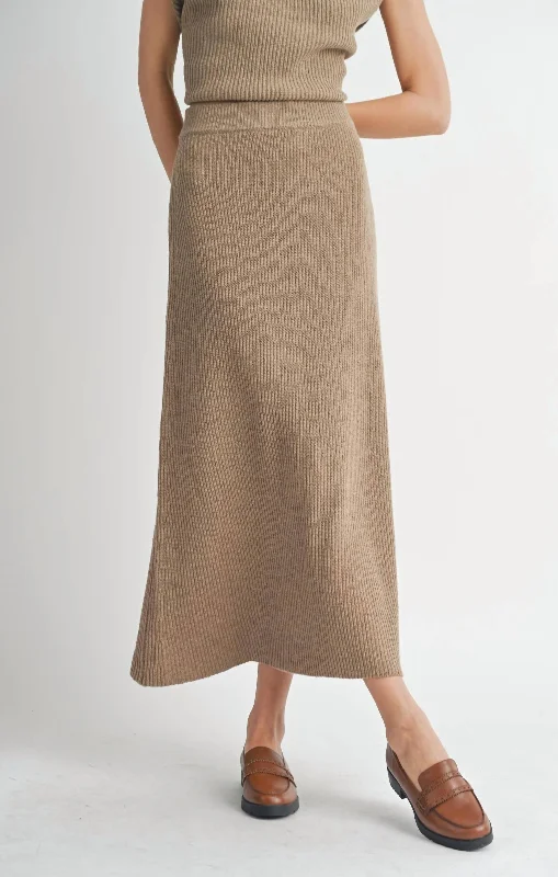 women's satin skirtsCrosby Sweater Midi Skirt In Dark Taupe