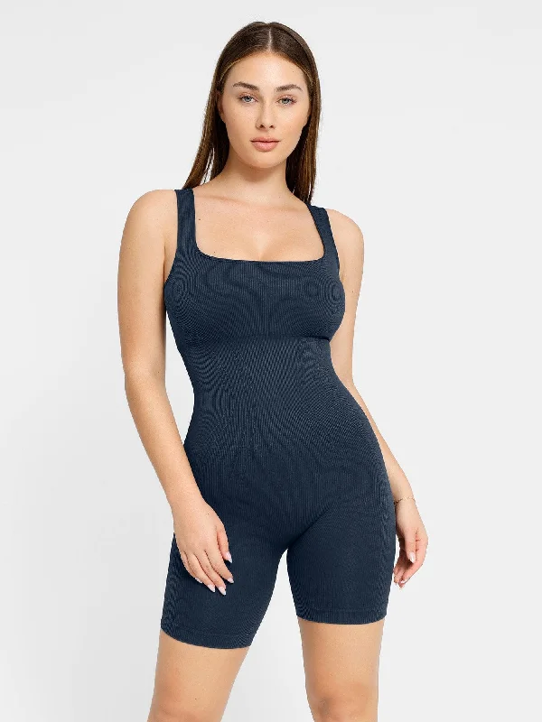 women's tops for those who want to make a fashion statementShapewear Square Neck Tank Romper