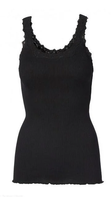 women's tops for those who value both quality and affordabilityBlack Rosemunde Babette Silk Lace Tank Top