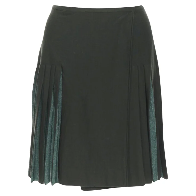 women's spring mini skirtsAlaia wool blend pleated hem wrap skirt