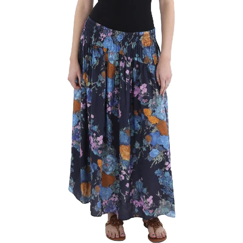 women's cotton skirtsWomens Floral Print Midi Midi Skirt