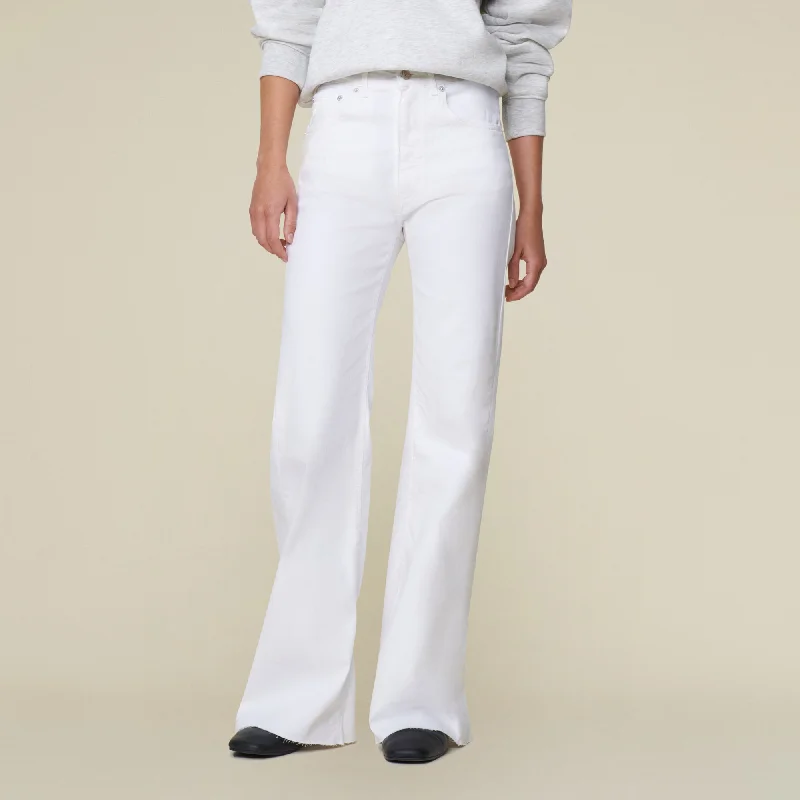 women's denim jeans with raw hemsPalas Edge Megalia Blanco - High Rise Flare