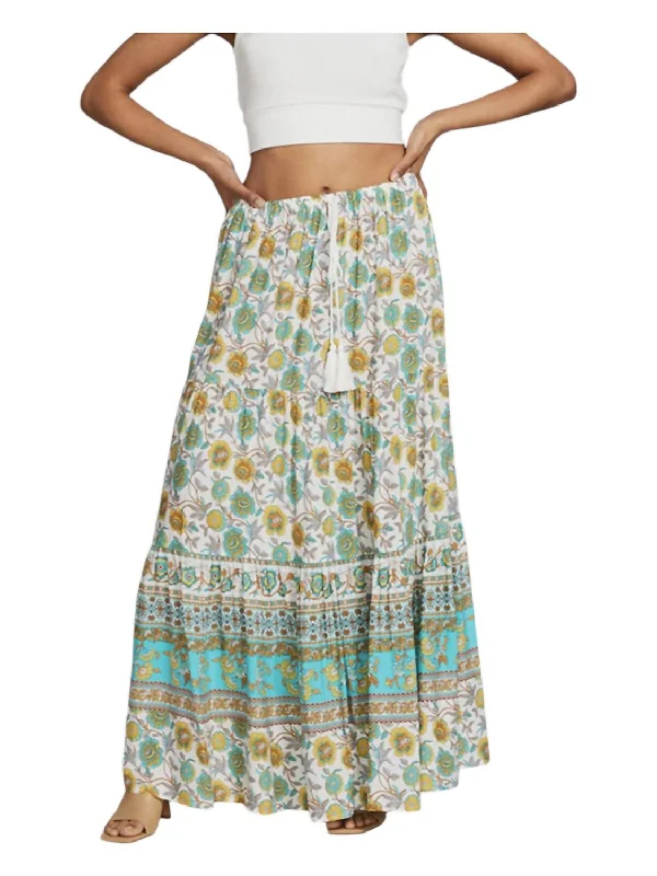 women's versatile work skirtsPrinted Maxi Skirt In Green Multi