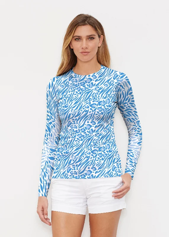 women's tops with beading accentsLeo Hotsy Totsy Blue (8166) ~ Long Sleeve Rash Guard