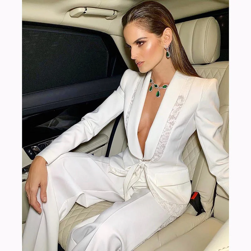 women's tops for those who want to create stylish and put-together outfits without spending a fortuneNew Arrivals White Two Pieces Set Long Sleeve Women's Suit Set Office Career Wear Tuxedo Suits Women