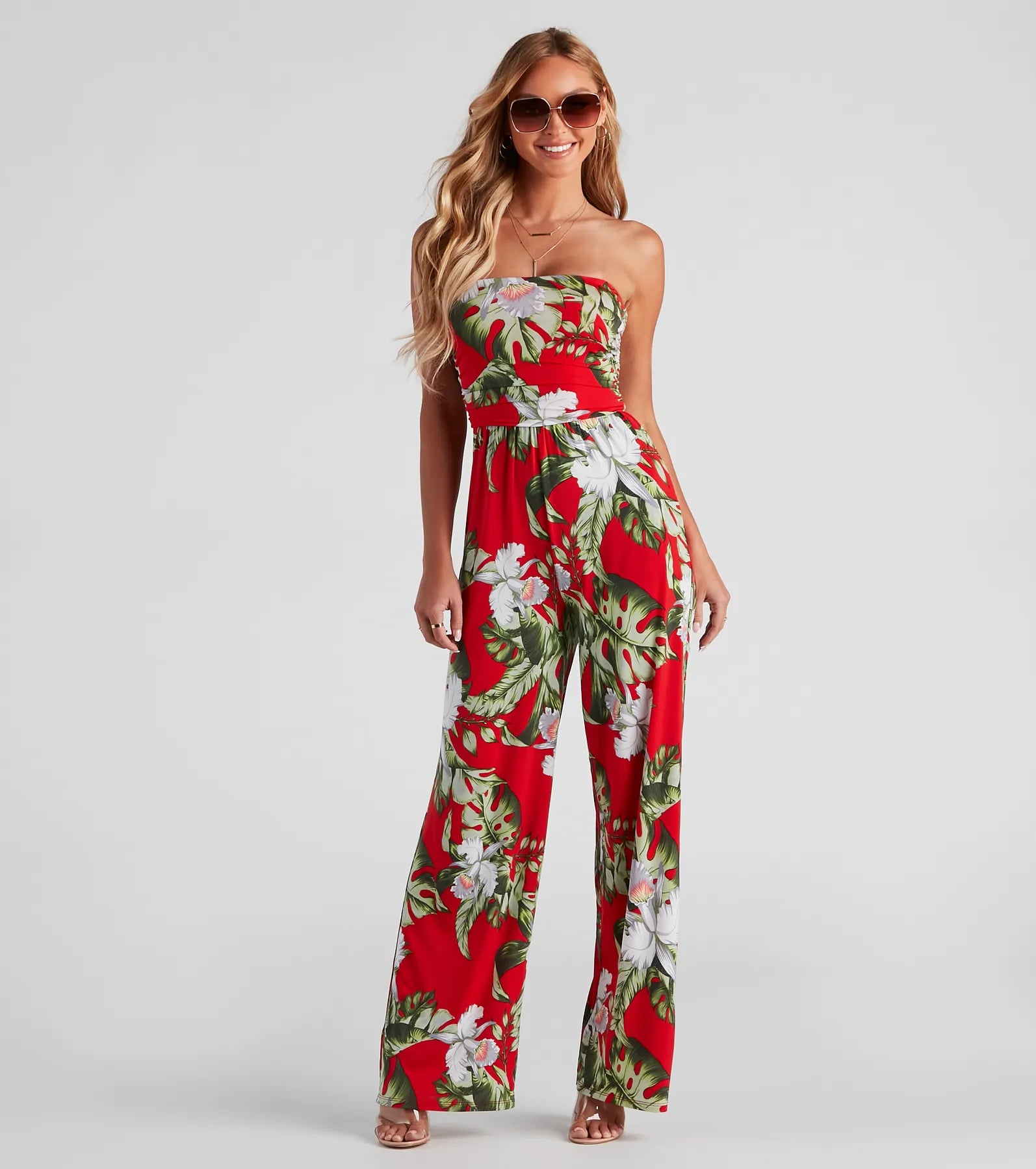 women's jumpsuits for plus-size figuresTropical Vibes Wide Leg Jumpsuit