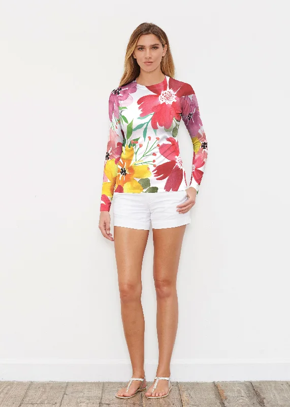 women's tops with lace-up frontsFestive Bloom (8154) ~ Long Sleeve Rash Guard