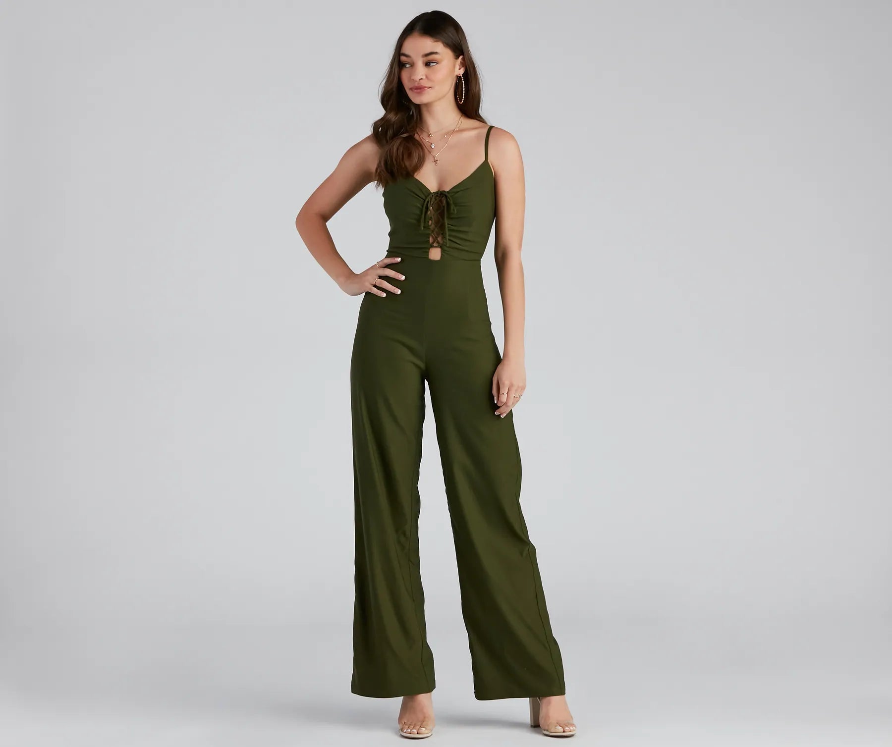 women's jumpsuits for cozy daysClimb The Ladder Lace Up Jumpsuit