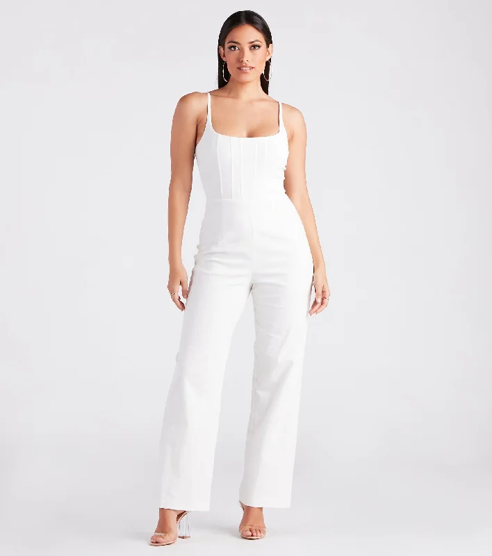 women's loose-fit jumpsuitsCorset With The Program Linen Jumpsuit