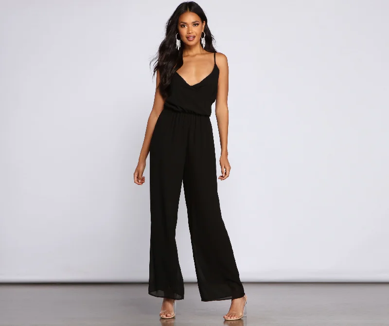 women's jumpsuits made of chiffonGlam Sophistication Sleeveless Chiffon Jumpsuit