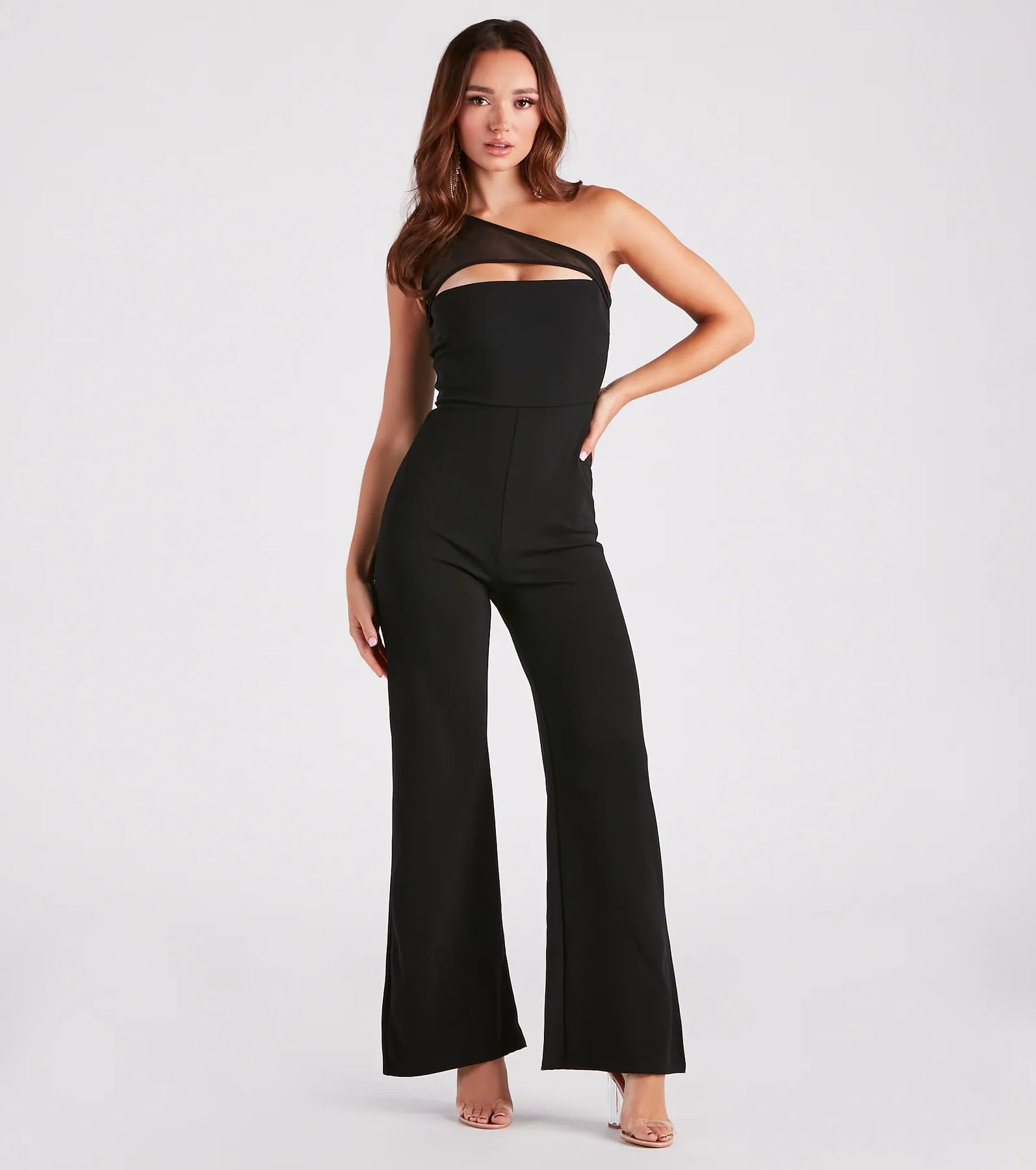 women's jumpsuits with striped patternsChic Night Out One-Shoulder Jumpsuit