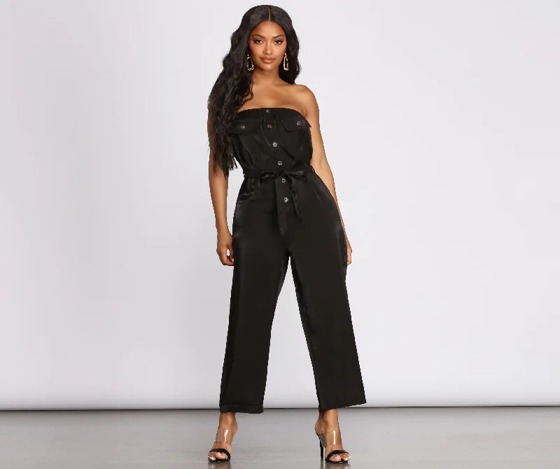 women's casual jumpsuitsStrapless Utility Jumpsuit