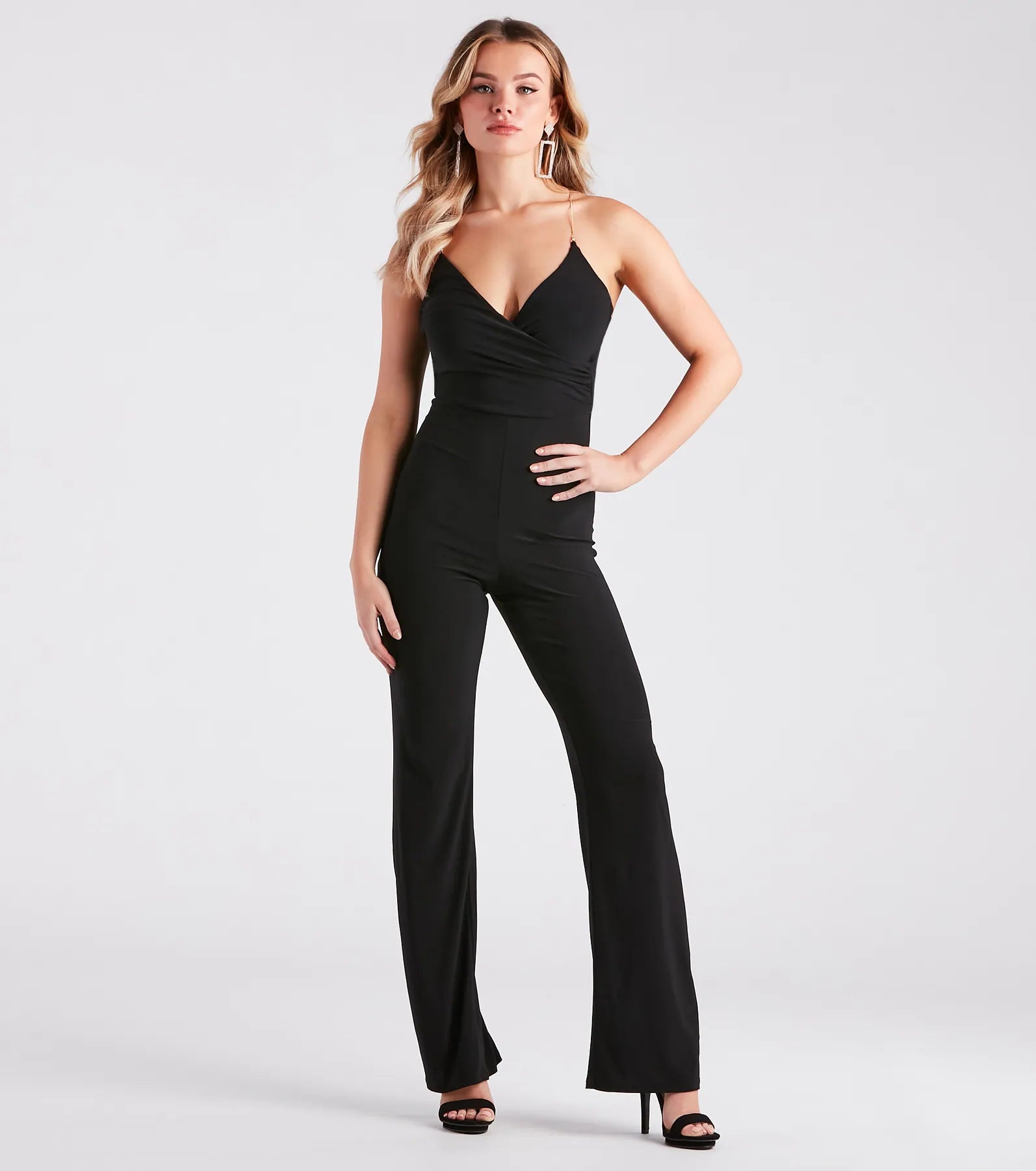 women's glam jumpsuitsSultry Night Out Vibes Backless Jumpsuit