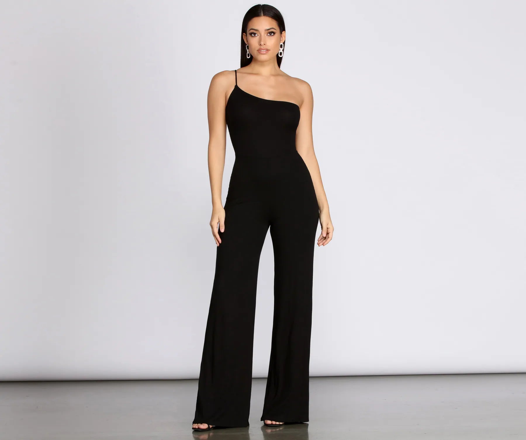 women's jumpsuits with V-necksDone In One Shoulder Jumpsuit