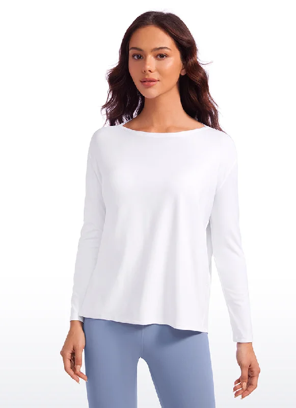 women's tops for everyday eleganceButterluxe-Light Hip Length Back Hem Long Sleeves