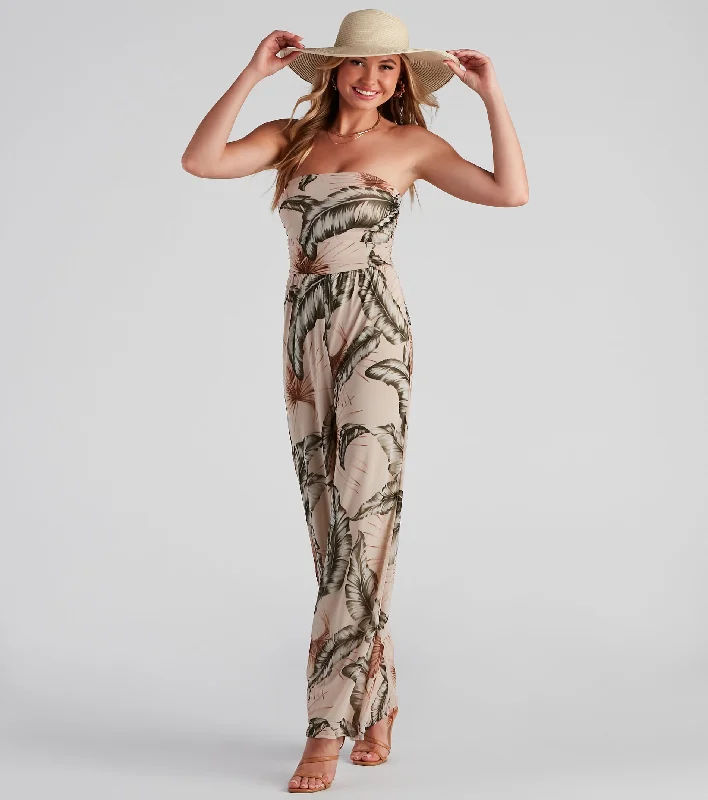 women's jumpsuits for petite womenTropical Toucan Strapless Jumpsuit