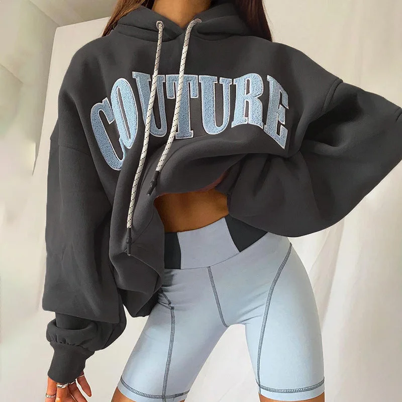 women's tops for those who love bold and vibrant colorsHot sales letter hooded drawstring long sleeve sweartsuit ouversized unisex hoodies casual lady printed streetwear hoodie