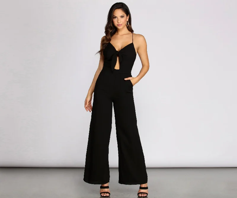 women's jumpsuits made of laceX Marks The Spot Cross Back Keyhole Jumpsuit