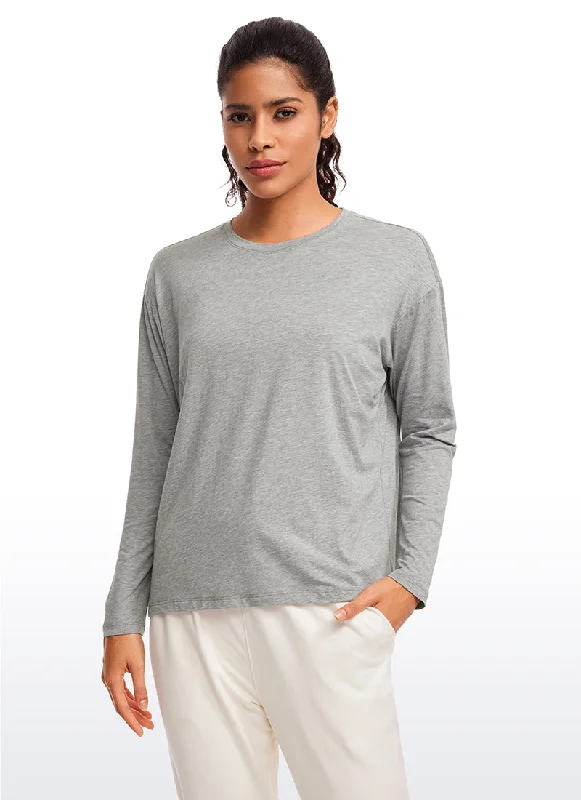 women's tops for minimalist aestheticsPima Cotton Long Sleeves Crew Neck