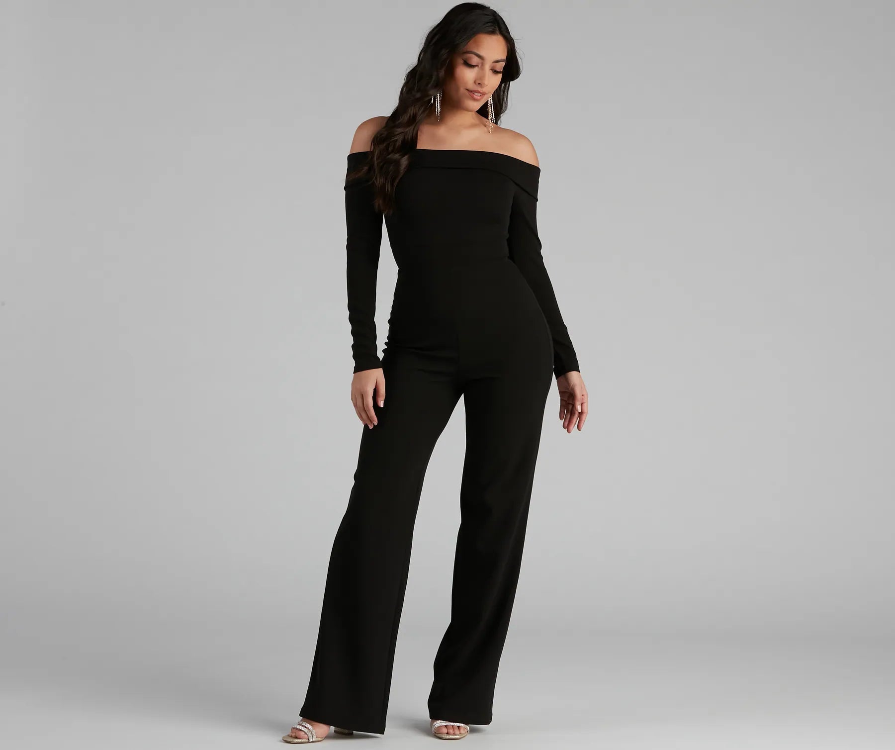 women's jumpsuits for all-day comfortFirst Class Crepe Off-The-Shoulder Jumpsuit