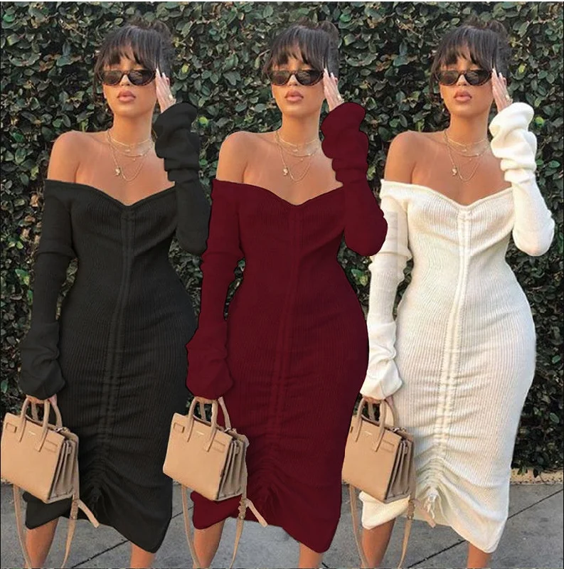 midi dresses for special occasionsCasual ladies Dress 2022 Autumn Women clothing Office Dress For Women Formal High Quality Elegant Long Sleeve Midi Dresses