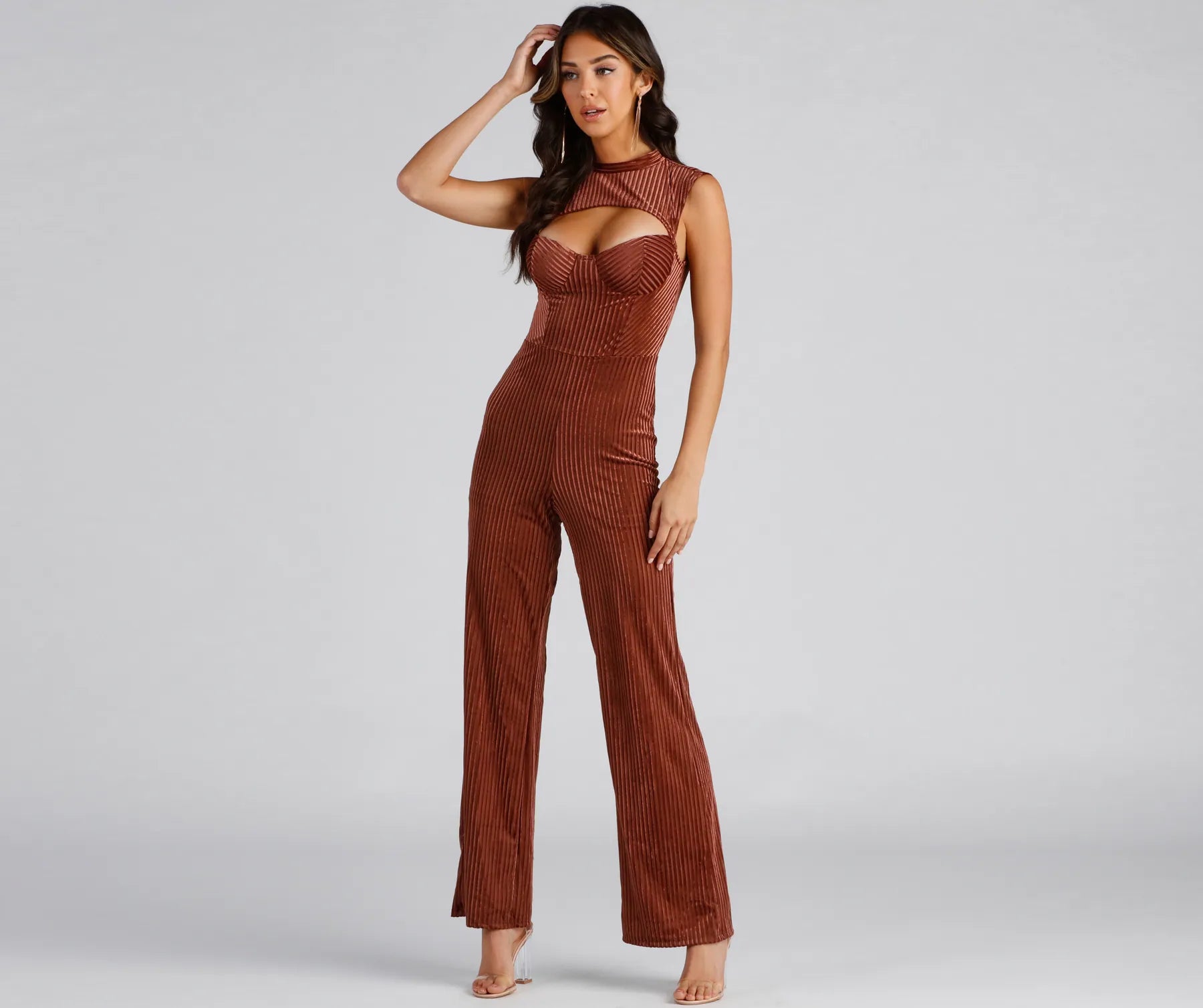 women's dressy jumpsuitsTrendy Vibes Velvet Jumpsuit