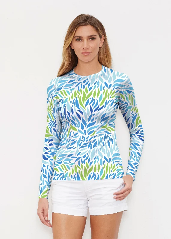 women's tops for business casual attireHotsy Totsy Blue (8143) ~ Long Sleeve Rash Guard