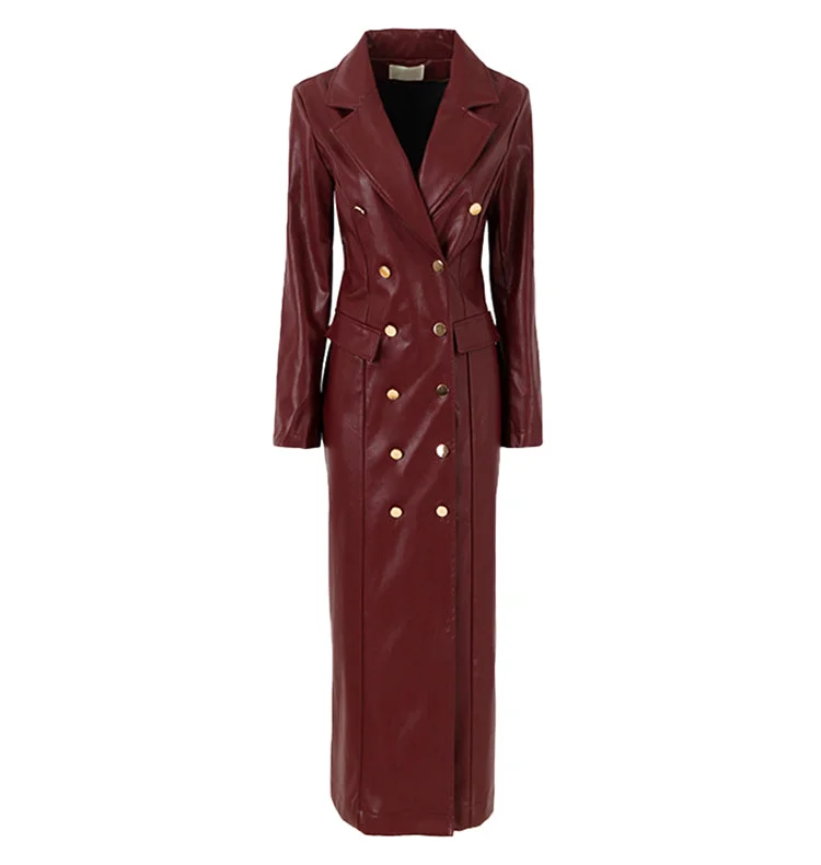 women's tops for fashion-conscious professionalsWomen's  Long sleeves leather trench coat