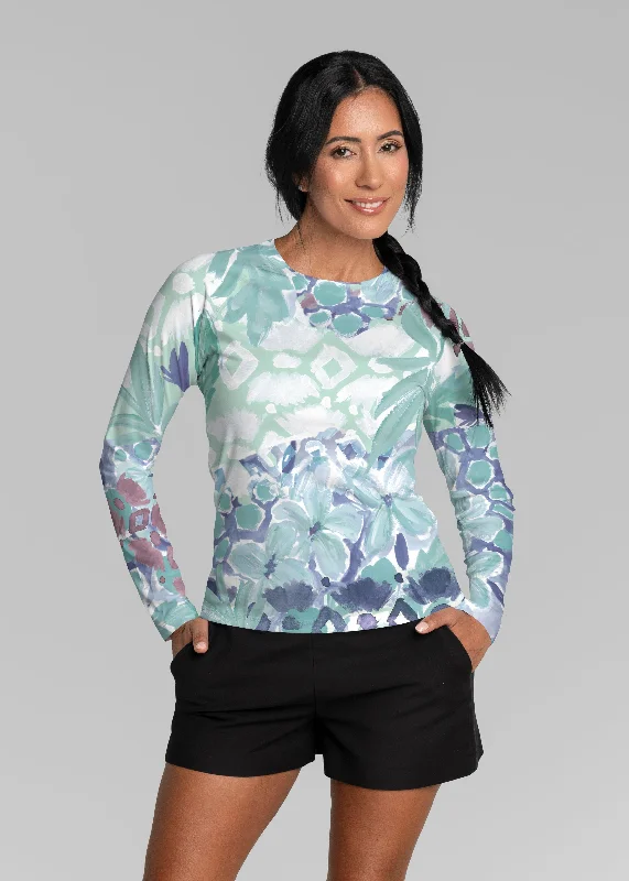 plus-size women's topsBali Minty Blue (17291) ~ Long Sleeve Rash Guard