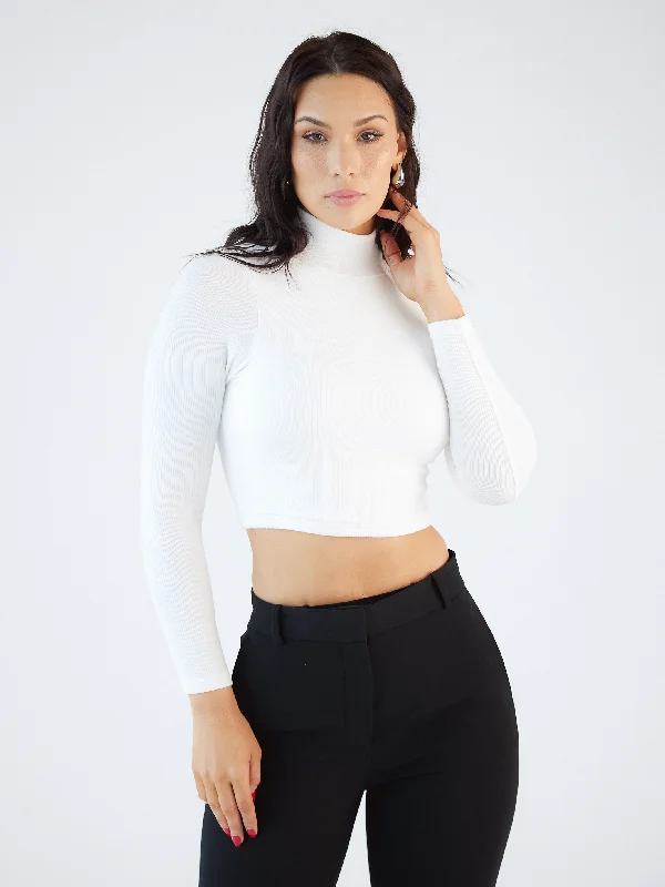 breathable women's tops for summerTurtleneck Long Sleeve Brami (Crop)